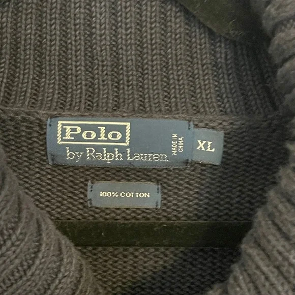Polo by Ralph Lauren Mens‎ XL Cotton Shawl Collar Button Up Knit Sweater Blue
